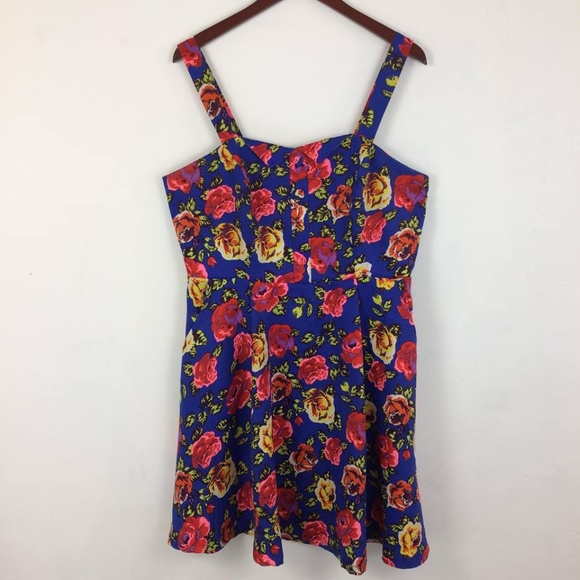 Forever21+ Blue/Pink Floral Summer Dress - size 1X - Picture 2 of 6